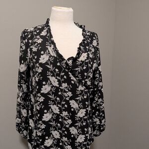 Floral Black and White Women's Top